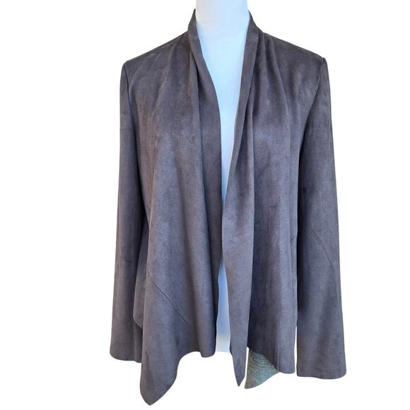 Ann Taylor Factory Open Front Faux Suede Cardigan Style Jacket Sz M Minimalist - Picture 1 of 10